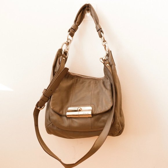 VINTAGE‎ Coach Bag Leather Brown Shoulder Hobo Medium Purse Kristin Pewter Retro - Picture 1 of 16